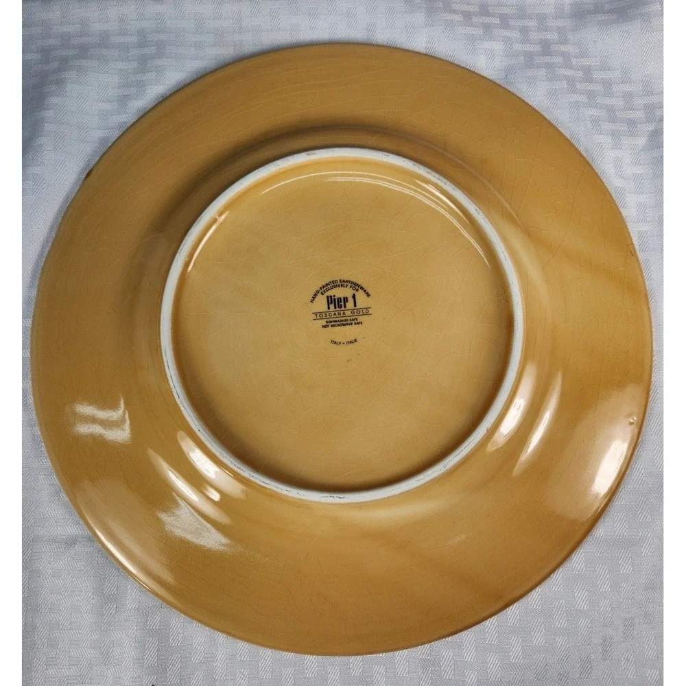 VINTAGE Pier 1 - Tuscan Style Yellow Gold Charger / Platter Made In Italy